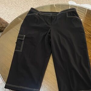 Black Cargo Capris with tan Stitching Chico’s